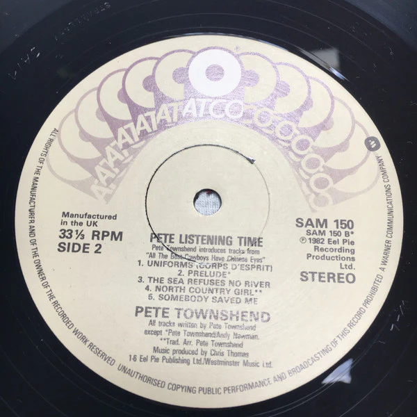 Pete Townshend – Pete Listening Time (VG+/VG+) – LP, UK 1982 - Image 4