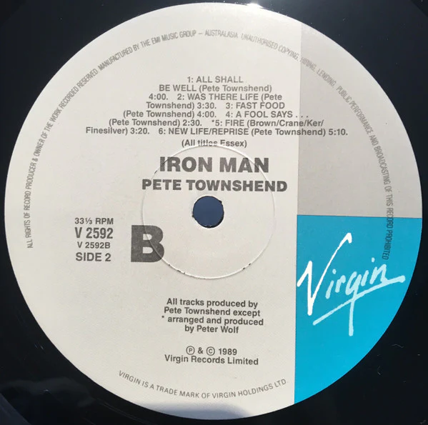 Pete Townshend – The Iron Man (The Musical By Pete Townshend) (E/VG+) – LP, AU 1989 - Image 4
