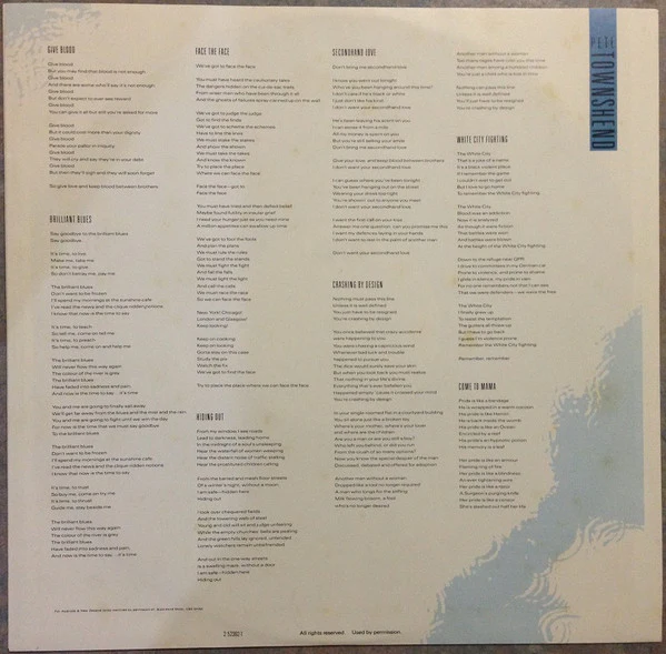 Pete Townshend – White City (A Novel) (VG+/VG+) – LP, Australasia 1985 - Image 5