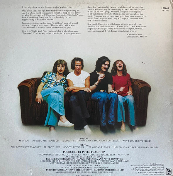 Peter Frampton – I'm In You (VG+/VG+) – LP, AU 1977 - Image 2