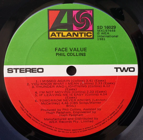 Phil Collins – Face Value (VG+/VG+) – LP, AU - Image 6