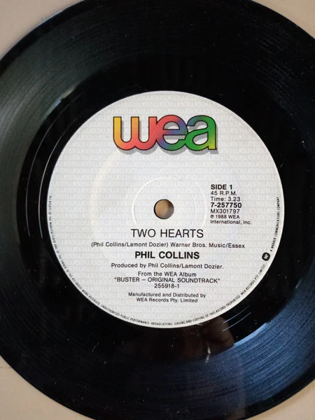 Phil Collins – Two Hearts (VG+/Generic) – 7", AU 1988
