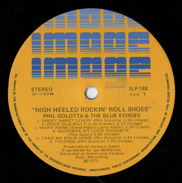 Phil Golotta, The Blue Echoes – High Heeled Rock N' Roll (VG+/VG+) – LP, AU 1975 - Image 3