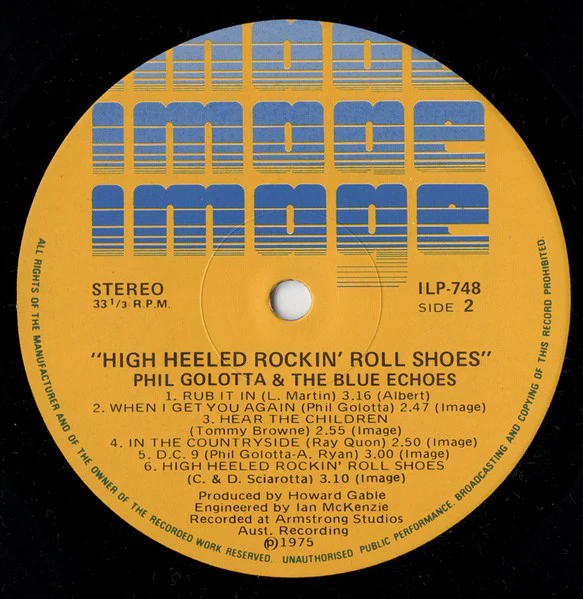 Phil Golotta, The Blue Echoes – High Heeled Rock N' Roll (VG+/VG+) – LP, AU 1975 - Image 4