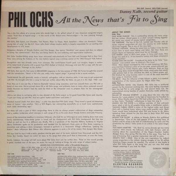Phil Ochs – All The News That's Fit To Sing (VG+/VG+) – LP, US 1976 - Image 2