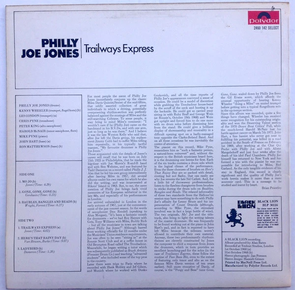 "Philly" Joe Jones – Trailways Express (VG+/VG+) – LP, UK 1971 - Image 2