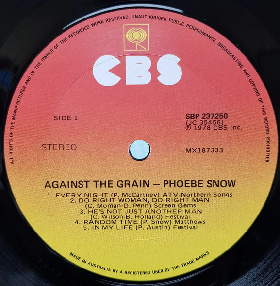 Phoebe Snow – Against The Grain (E/VG+) – LP, AU 1978 - Image 3