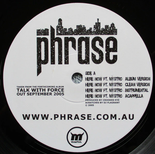 Phrase – Here Now / Talk With Force (VG+/Generic) – 12", AU