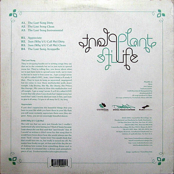 Plant Life – Last Song / Appreciate / 3AM (VG/VG+) – 12", US 2003 - Image 2