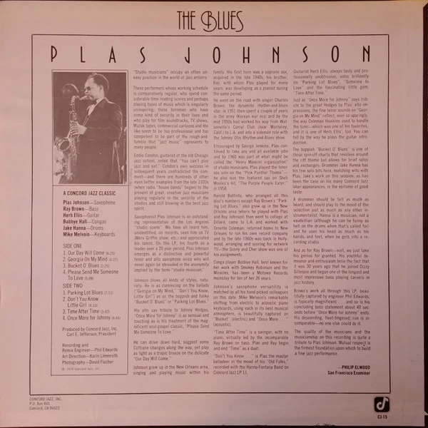 Plas Johnson – The Blues (VG+/VG+) – LP, US 1976 - Image 2