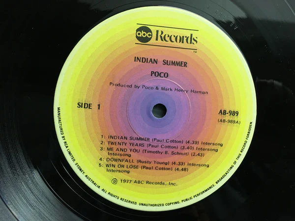 Poco – Indian Summer (VG+/VG+) – LP, AU 1977 - Image 5