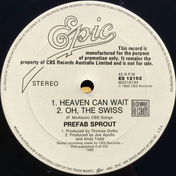 Prefab Sprout – Appetite (E/E) – 12", AU 1985 - Image 4