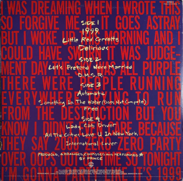Prince – 1999 (VG+/VG+) – 2xLP, AU 1982 - Image 2