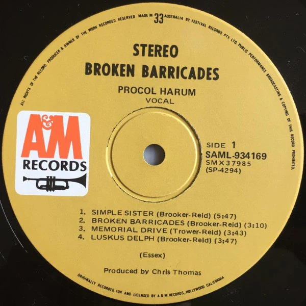 Procol Harum – Broken Barricades (VG+/VG) – LP, AU 1971 - Image 6