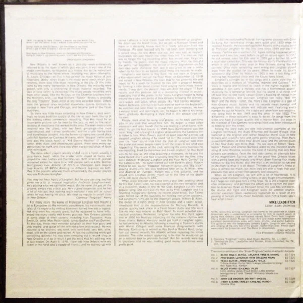 Professor Longhair – New Orleans Piano (VG+/VG+) – LP, US 1972 - Image 3