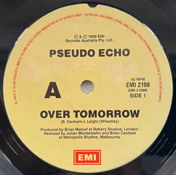 Pseudo Echo – Over Tomorrow (E/E) – 7", AU 1989 - Image 3