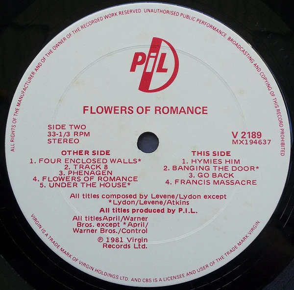 Public Image Limited – The Flowers Of Romance (VG/VG+) – LP, AU 1981 - Image 5