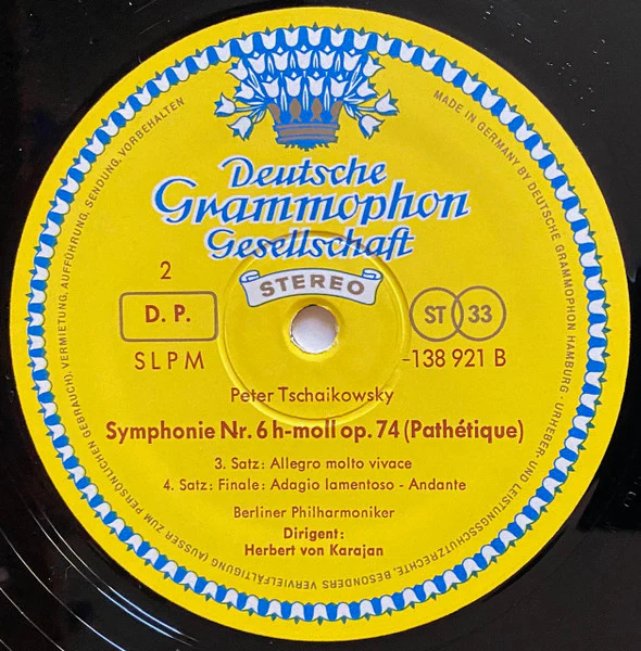 Pyotr Ilyich Tchaikovsky, Berliner Philharmoniker, Herbert von Karajan – Symphonie Nr.6 h-moll »Pathétique« (E/VG+) – LP, DE 1967 - Image 4
