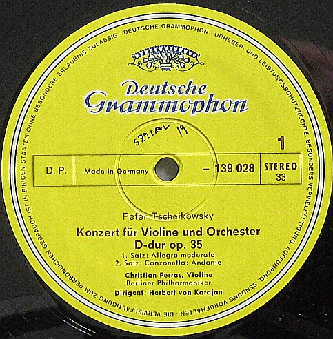 Pyotr Ilyich Tchaikovsky, Christian Ferras, Herbert von Karajan, Berliner Philharmoniker – Violinkonzert D-dur Op. 35 / Capriccio Italien Op. 45 (VG+/VG+) – LP, DE 1974 - Image 3