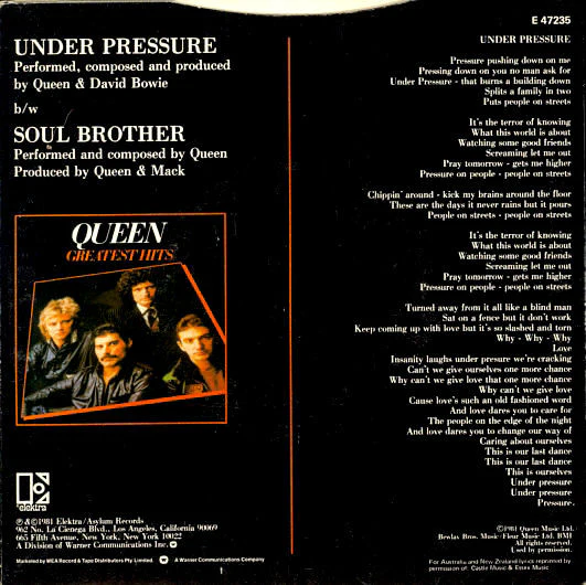 Queen, David Bowie – Under Pressure (VG+/VG) – 7", AU 1981 - Image 2