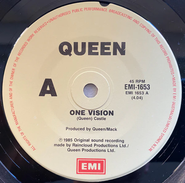 Queen – One Vision (E/VG+) – 7", AU 1985 - Image 4