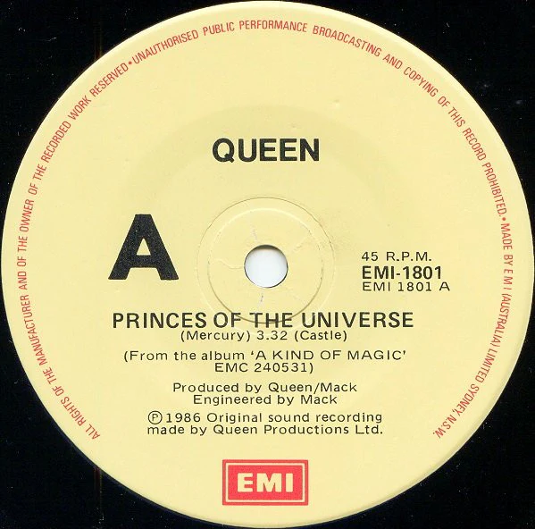 Queen – Princes Of The Universe (VG+/E) – 7", AU 1986 - Image 3