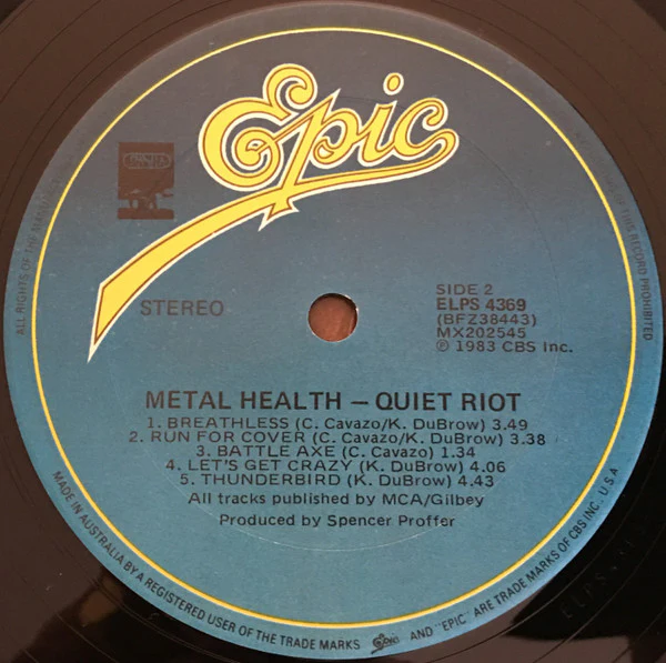Quiet Riot – Metal Health (VG/VG+) – LP, AU 1983 - Image 4