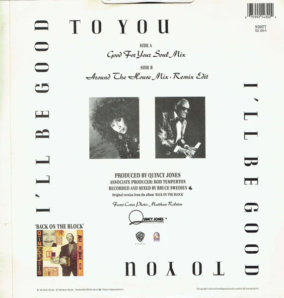 Quincy Jones, Ray Charles, Chaka Khan – I'll Be Good To You (VG+/VG+) – 7", UK 1990 - Image 2