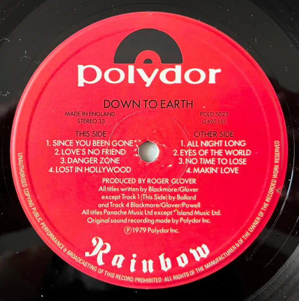 Rainbow – Down To Earth (VG/VG+) – LP, UK 1979 - Image 3
