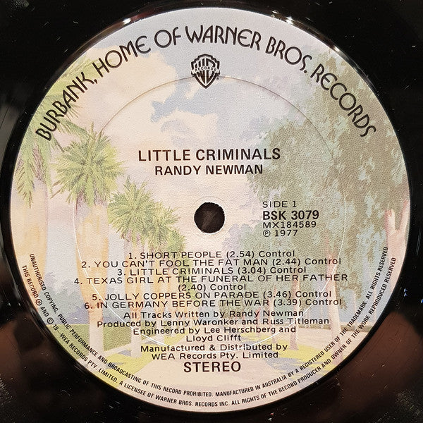 Randy Newman – Little Criminals (VG/VG) – LP, AU 1977 - Image 3