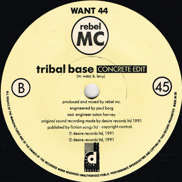 Rebel MC, Tenor Fly, Barrington Levy – Tribal Base (VG+/VG+) – 7", UK 1991 - Image 4