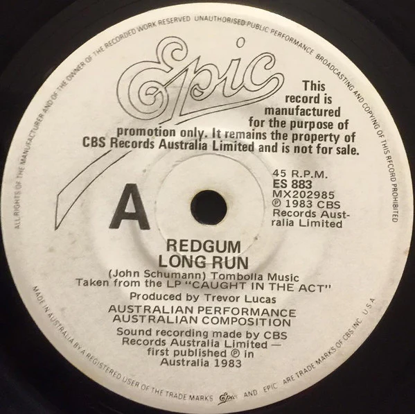 Redgum – Long Run (VG+/Generic) – 7", AU 1983