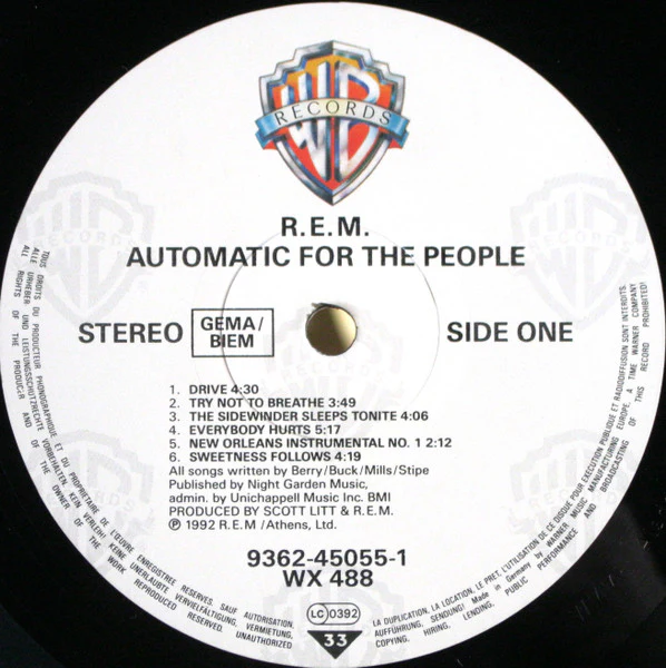 R.E.M. – Automatic For The People (VG+/VG+) – LP, UK 1992 - Image 3