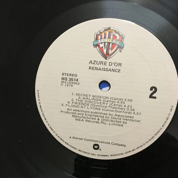Renaissance – Azure D'or (E/VG+) – LP, AU 1979 - Image 3