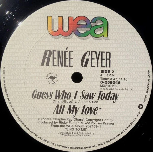 Renee Geyer – All My Love (VG+/VG+) – 12", AU 1985 - Image 4