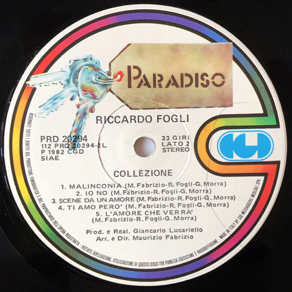 Riccardo Fogli – Collezione (VG+/VG+) – LP, IT 1982 - Image 4