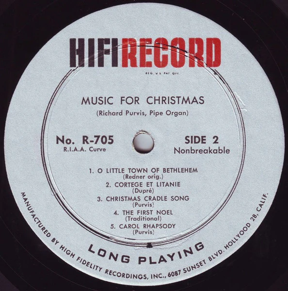 Richard Purvis – Music For Christmas (VG+/VG+) – LP, US 1956 - Image 4
