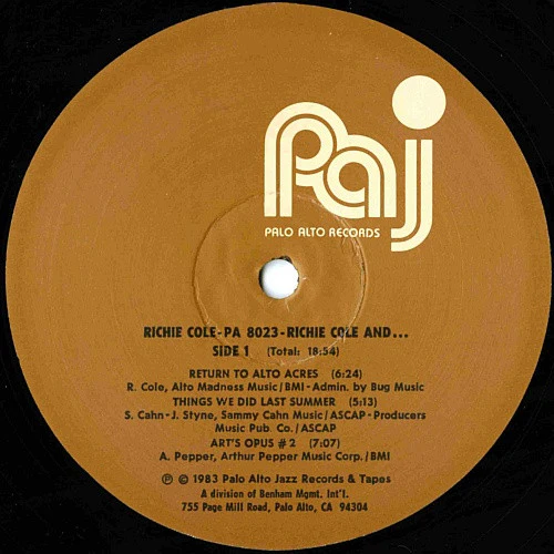 Richie Cole – Return To Alto Acres (VG+/E) – LP, US 1982 - Image 3