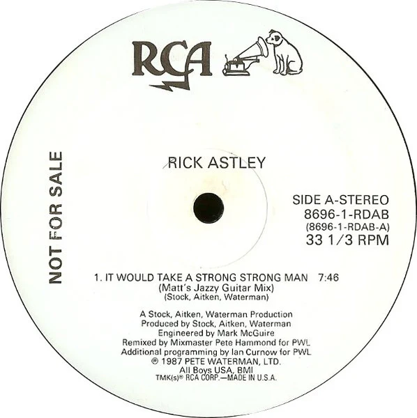 Rick Astley – It Would Take A Strong Strong Man (VG/Generic) – 12", US 1988