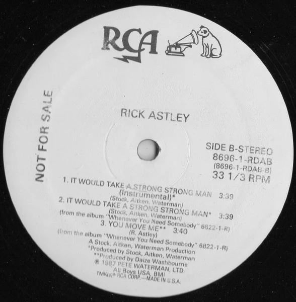 Rick Astley – It Would Take A Strong Strong Man (VG/Generic) – 12", US 1988 - Image 2