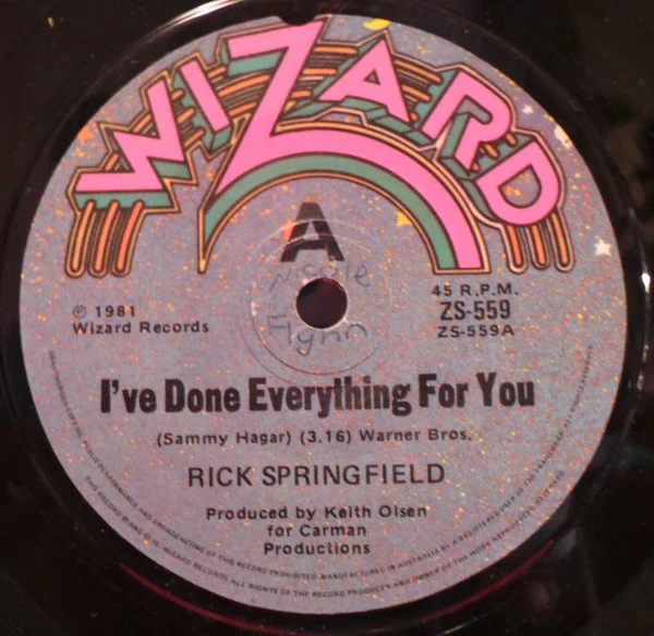 Rick Springfield – I've Done Everything For You (VG+/VG+) – 7", AU 1981 - Image 3