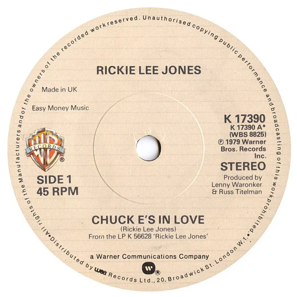 Rickie Lee Jones – Chuck E's In Love (VG/Generic) – 7", UK 1979