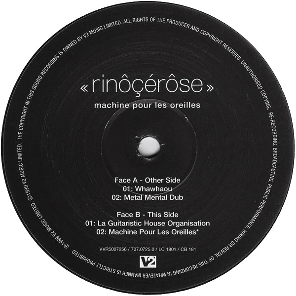 Rinôçérôse – Machine Pour Les Oreilles (VG/VG) – 12", UK 1999 - Image 3