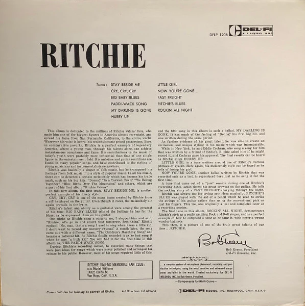 Ritchie Valens – Ritchie (VG+/VG+) – LP, US 1981 - Image 2