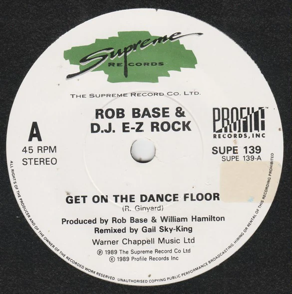 Rob Base & DJ E-Z Rock – Get On The Dance Floor (VG/VG+) – 7", UK 1989 - Image 3