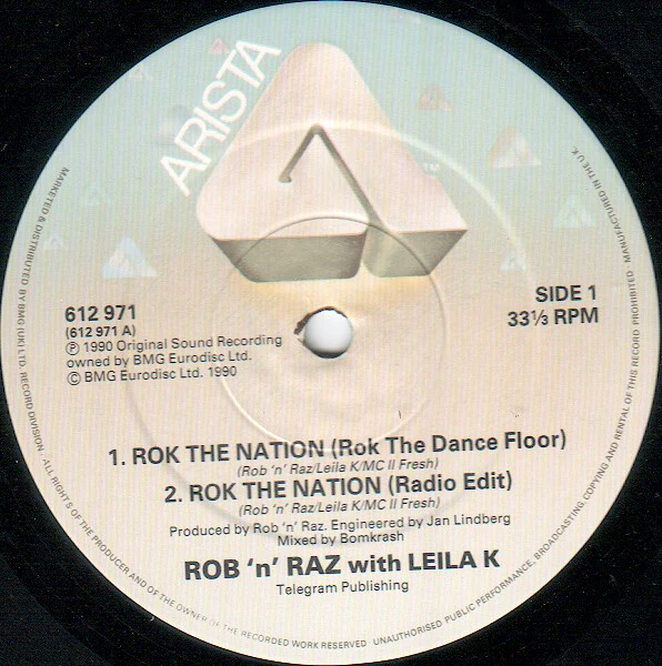 Rob 'N' Raz, Leila K – Rok The Nation (VG/VG+) – 12", UK 1990 - Image 3