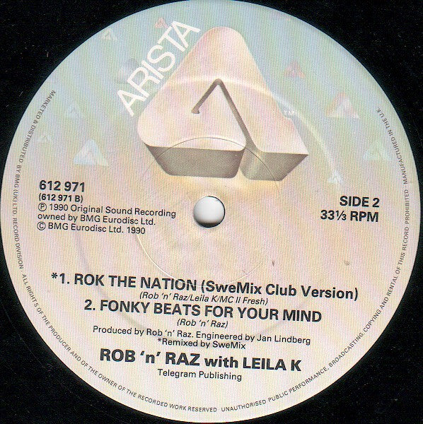 Rob 'N' Raz, Leila K – Rok The Nation (VG/VG+) – 12", UK 1990 - Image 4