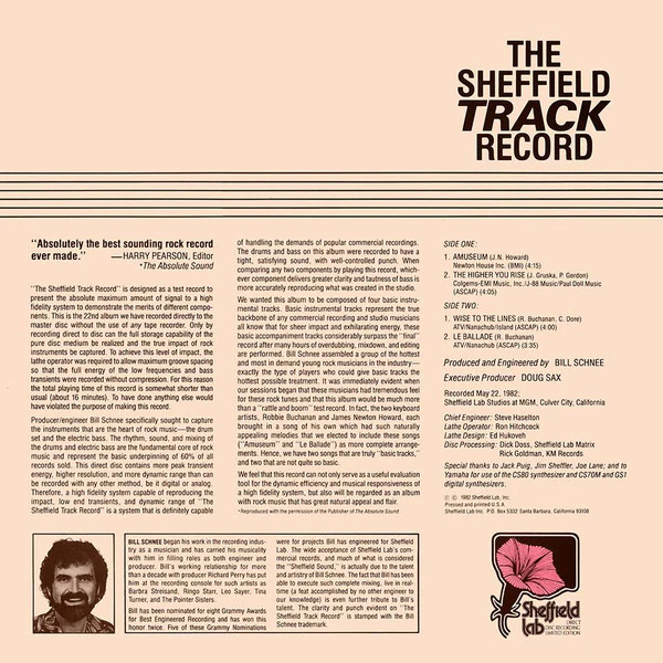 Robbie Buchanan, James Newton Howard, Lenny Castro, Nathan East, Michael Landau, Carlos Vega – The Sheffield Track Record (VG+/VG) – LP, US 1982 - Image 2