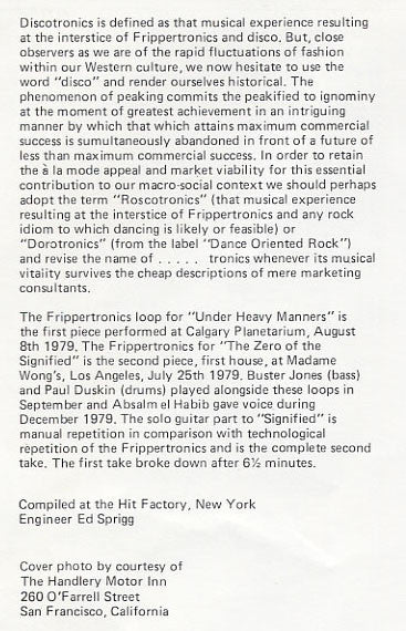 Robert Fripp – God Save The Queen / Under Heavy Manners (VG+/VG+) – LP, AU 1980 - Image 10