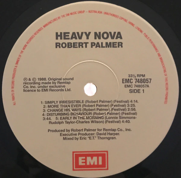 Robert Palmer – Heavy Nova (VG+/VG) – LP, AU 1988 - Image 3